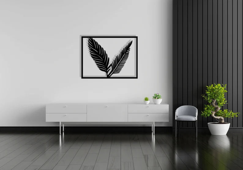 Decorative Bird Feather Wooden Wall Art
