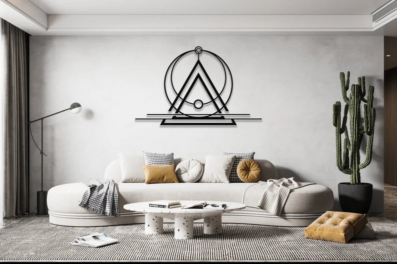 Modern Triangle, Circular Wooden Wall Art