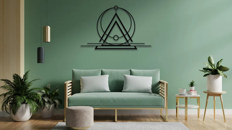 Modern Triangle, Circular Wooden Wall Art