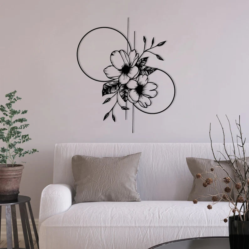 Floral and Geometric Patterns Wooden Wall Art