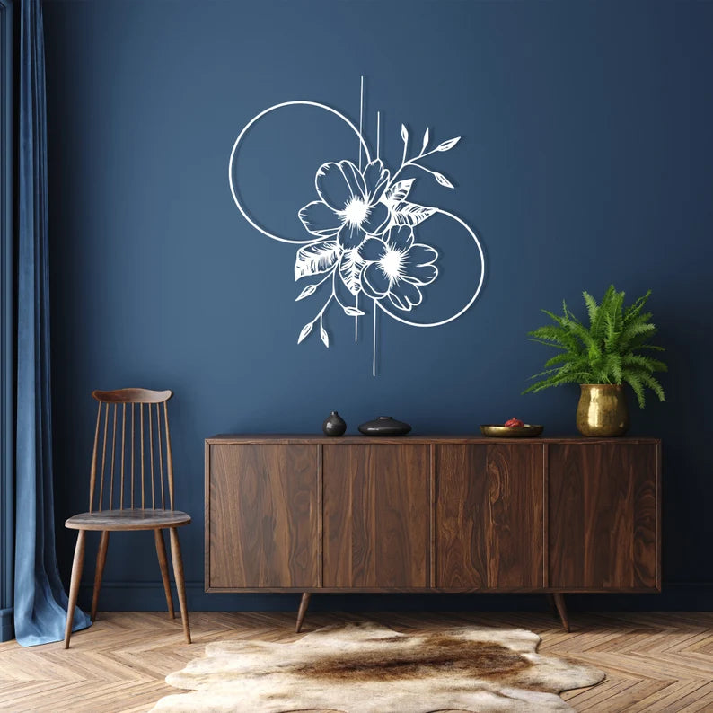Floral and Geometric Patterns Wooden Wall Art