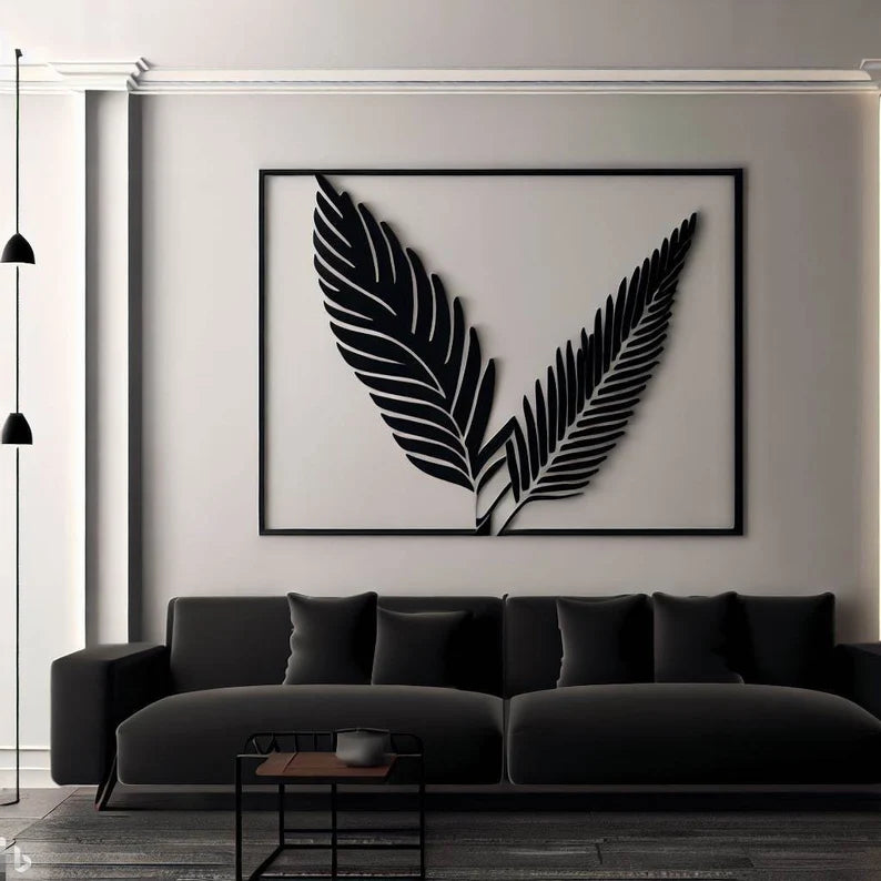 Decorative Bird Feather Wooden Wall Art
