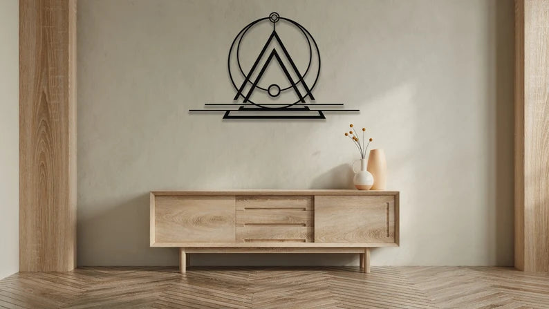 Modern Triangle, Circular Wooden Wall Art