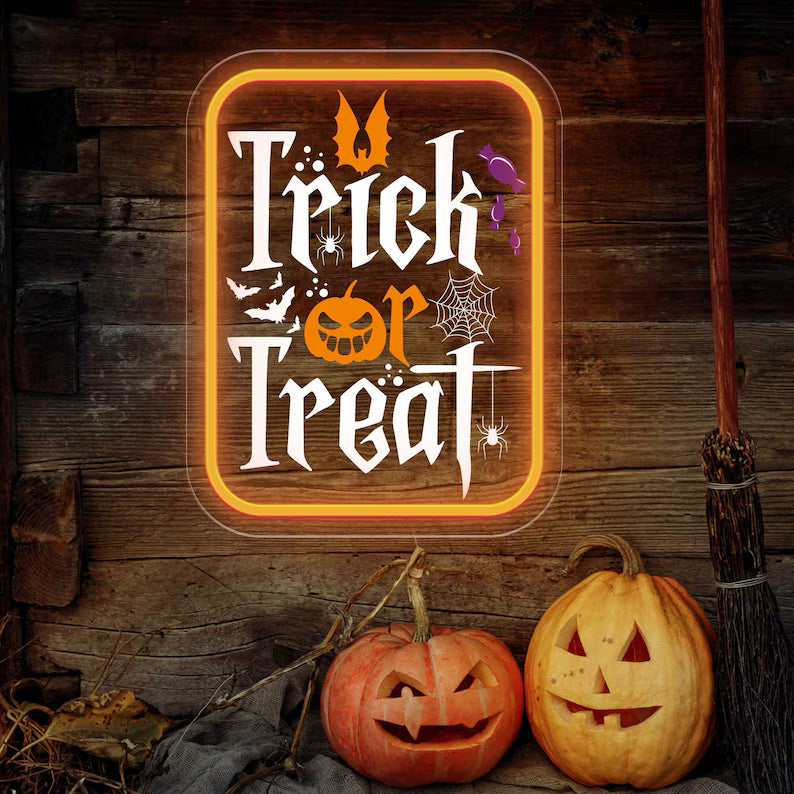 Digital Print Halloween Trick or Treat Neon Sign