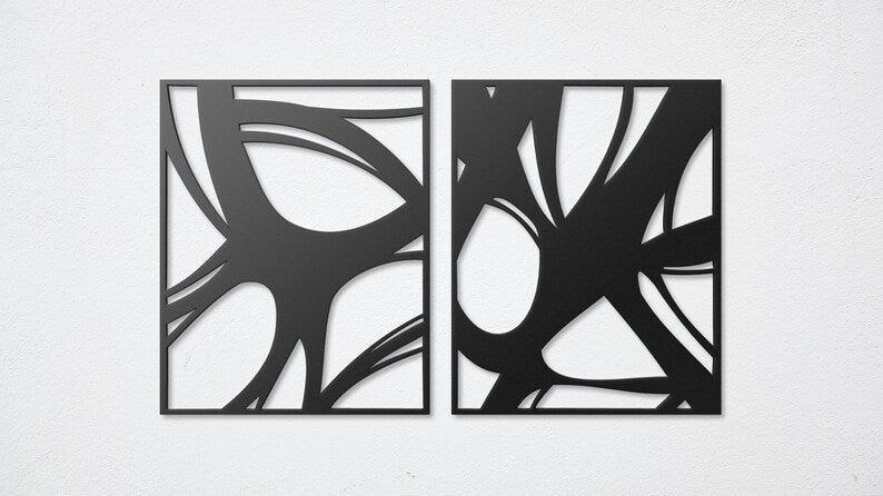 Abstract Wood Wall Art Set of 2