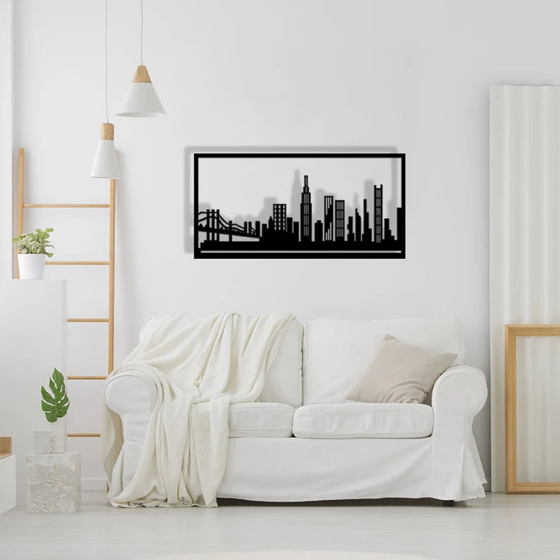 City Skyline Decor Large Wooden wall art