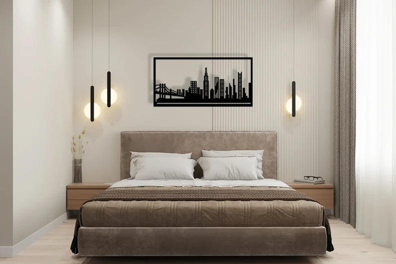 City Skyline Decor Large Wooden wall art