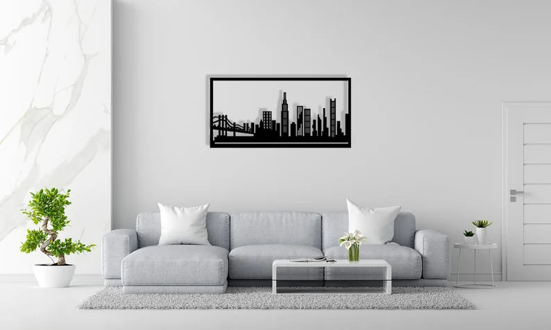 City Skyline Decor Large Wooden wall art