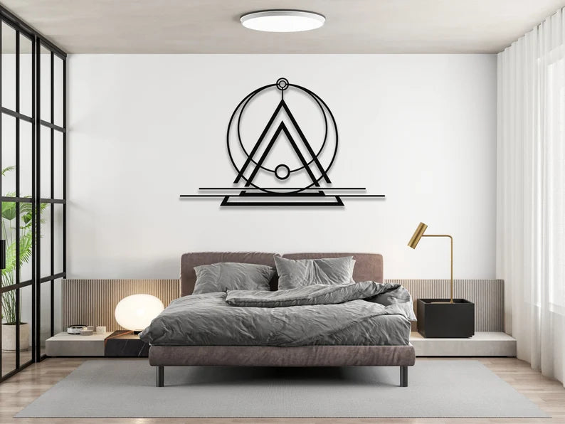 Modern Triangle, Circular Wooden Wall Art
