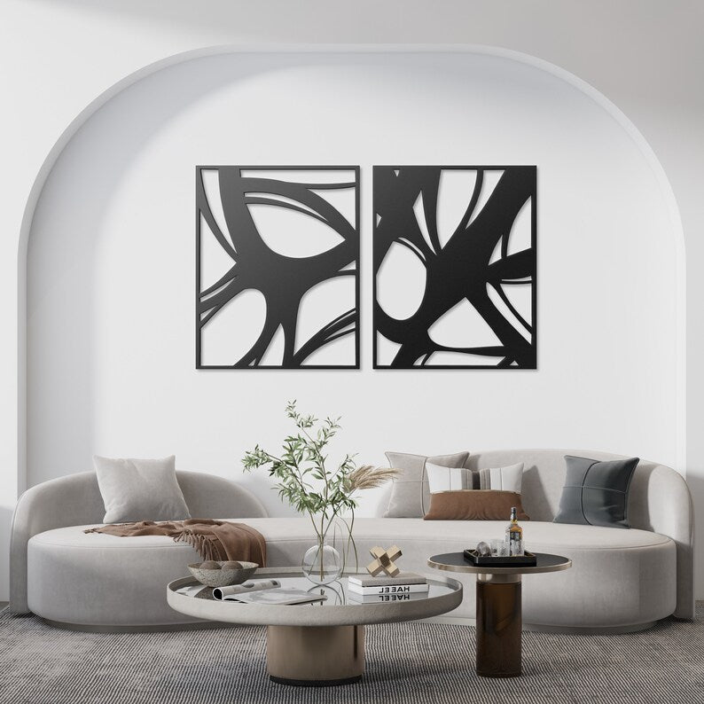 Abstract Wood Wall Art Set of 2