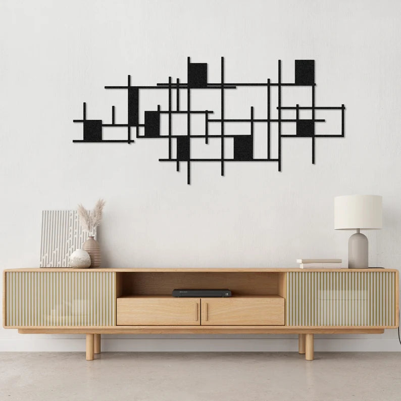 Geometric Modern Abstract Sculpture Wooden Wall Decor Art