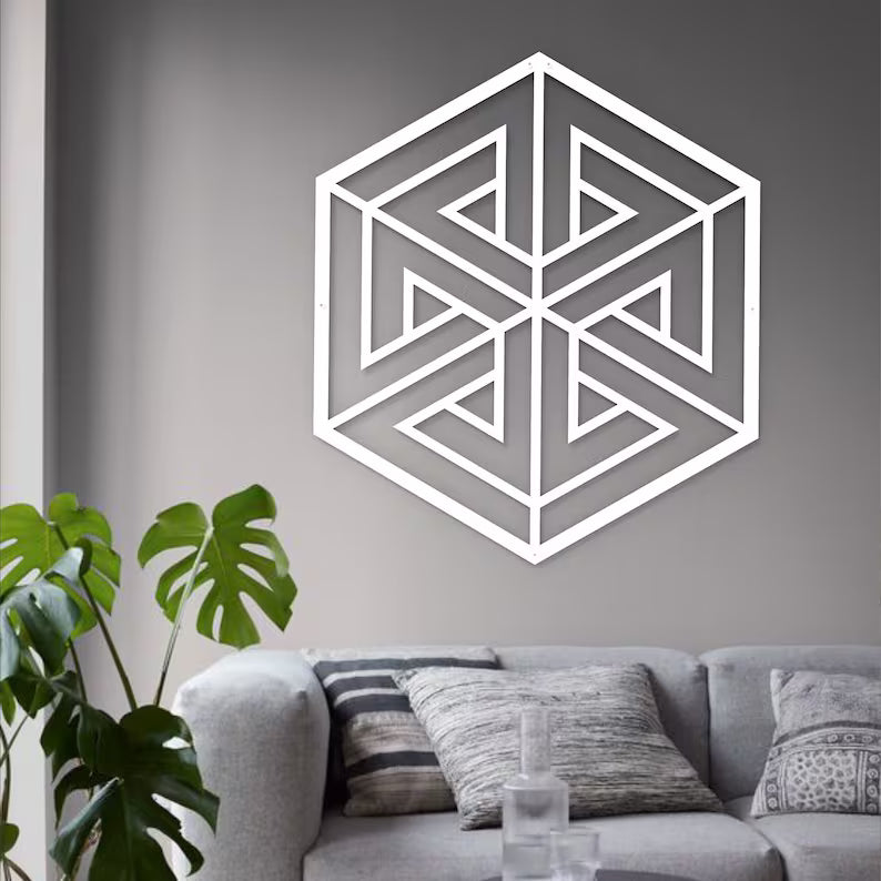 3D Illusional Hexagon Wood Wall Art