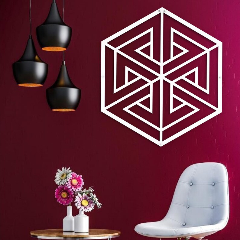 3D Illusional Hexagon Wood Wall Art