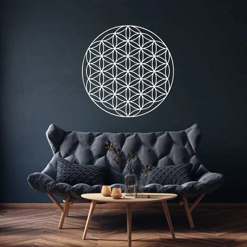 Multi-Flowers Of Life Wooden Wall Decor Art