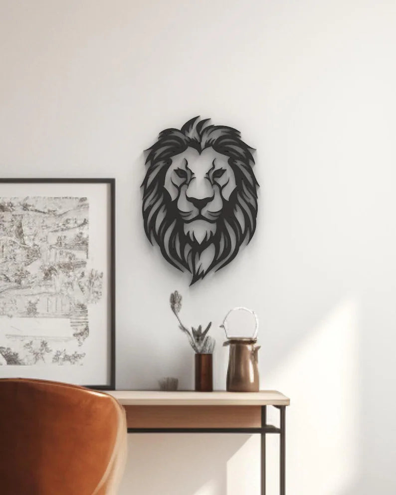 Lion Head - Hanging Wooden wall decor