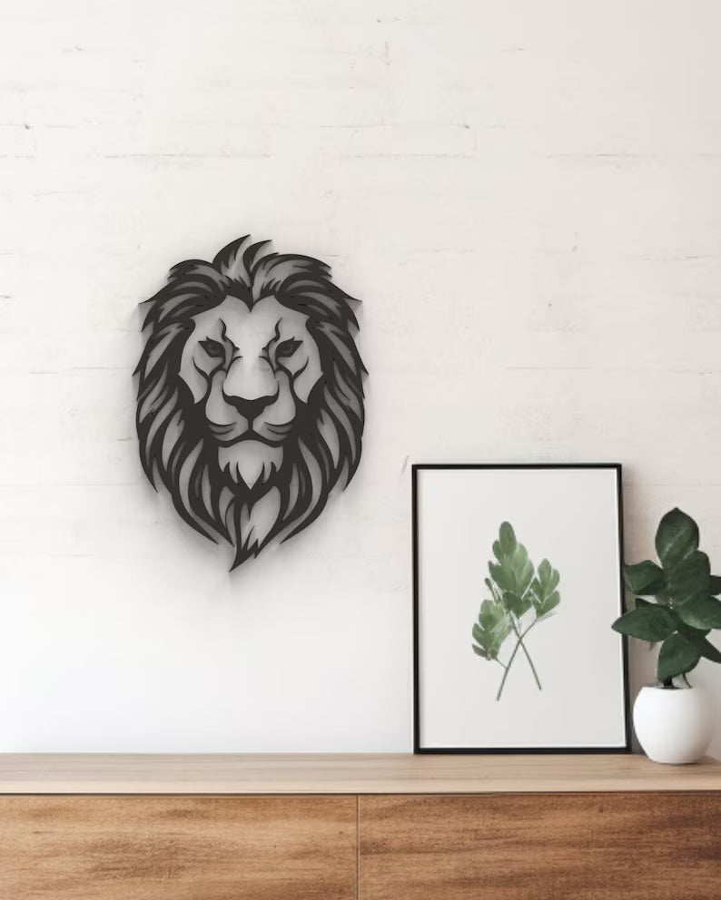 Lion Head - Hanging Wooden wall decor