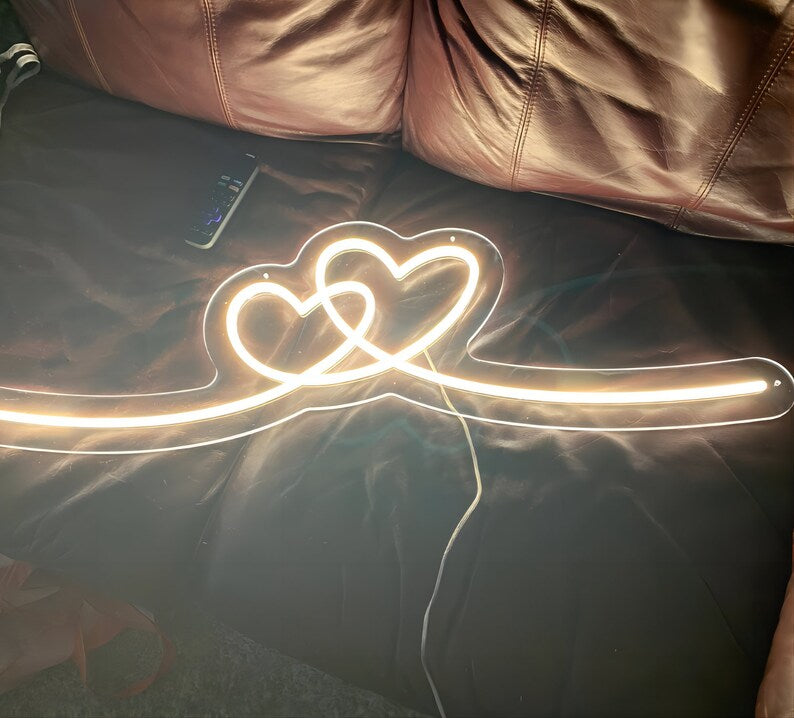 Double Heart Neon Sign