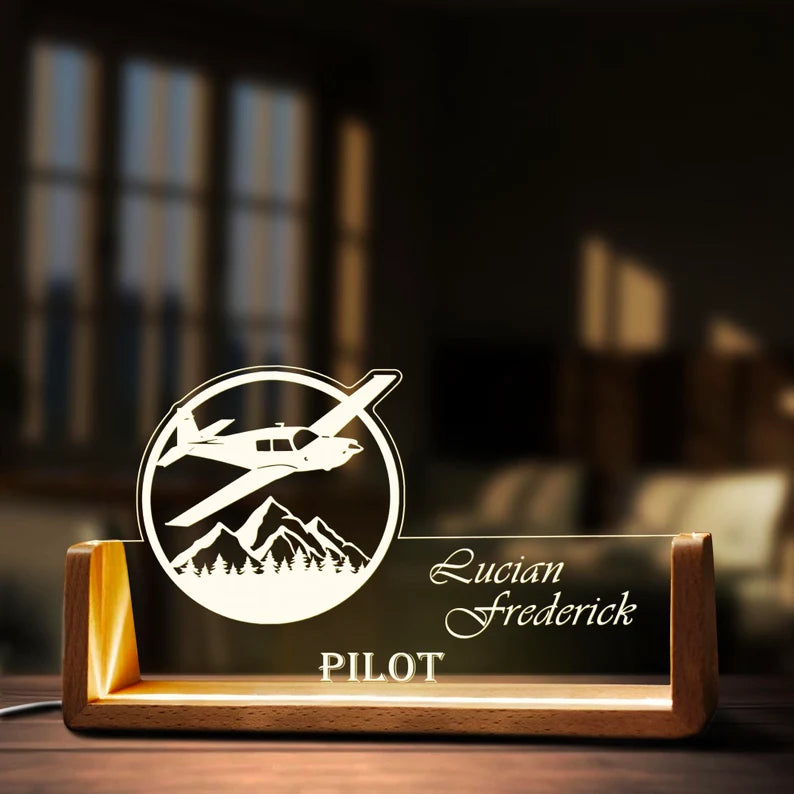LED Custom Airplane Desk Name Plate