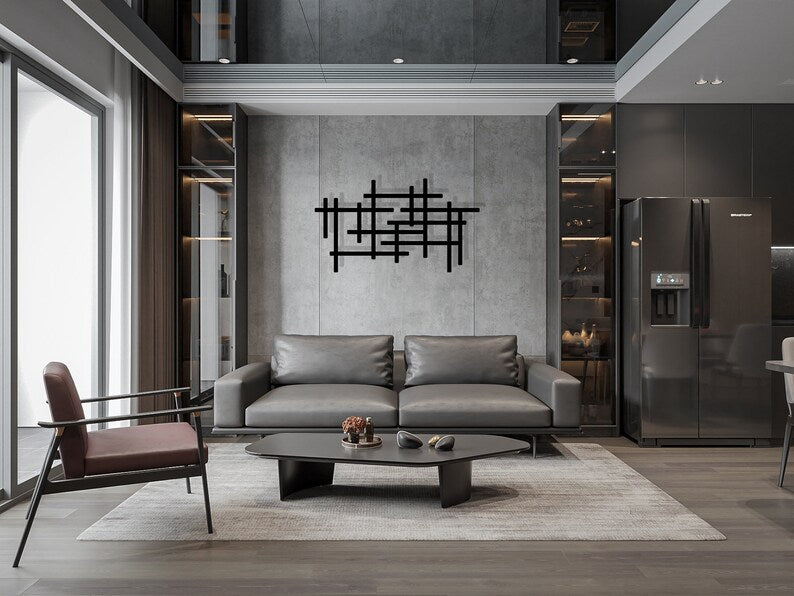 Contemporary Black Lines Wooden wall Decor