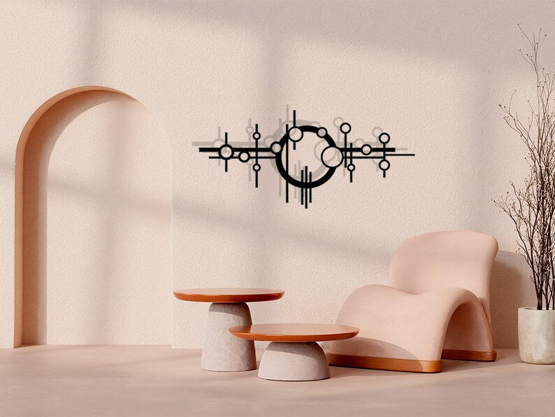 Modern Geometric Space-Themed Wooden Wall Art