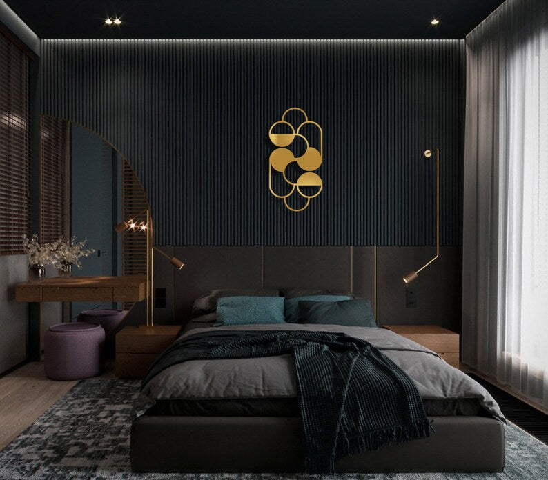 Geometric Black Modern Circle Wooden Wall Art