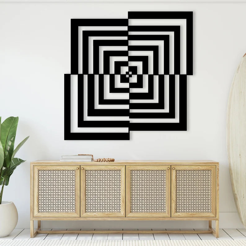 Optical Illusion Wooden Wall Art