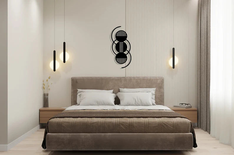 Geometric Modern Minimalist Round Design Wooden Wall Decor Art