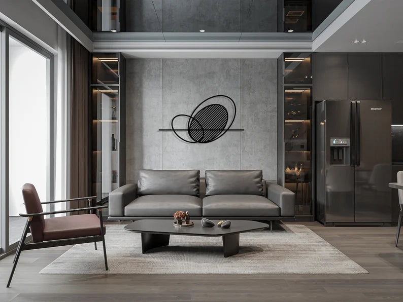 Modern oval-shaped Minimalist Geometric Wooden Wall Art