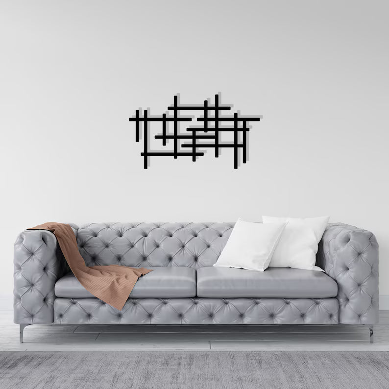 Contemporary Black Lines Wooden wall Decor