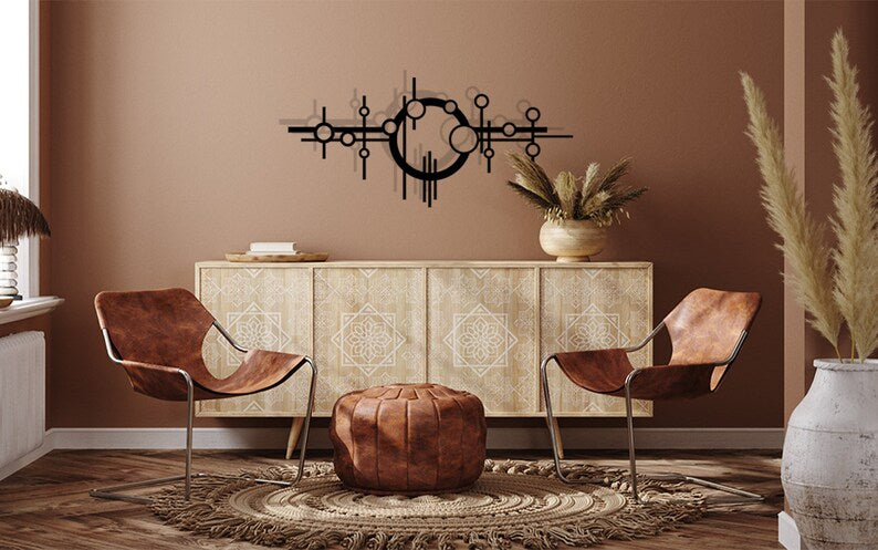 Modern Geometric Space-Themed Wooden Wall Art