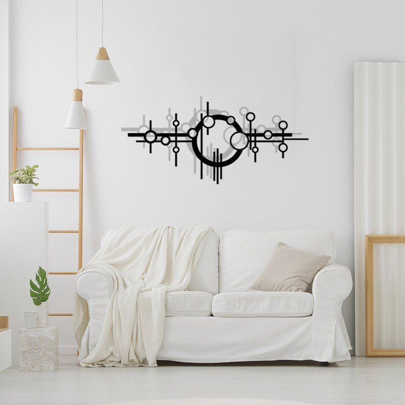 Modern Geometric Space-Themed Wooden Wall Art