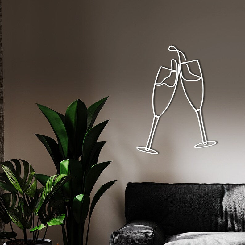 Champagne Glass Wooden Wall Art