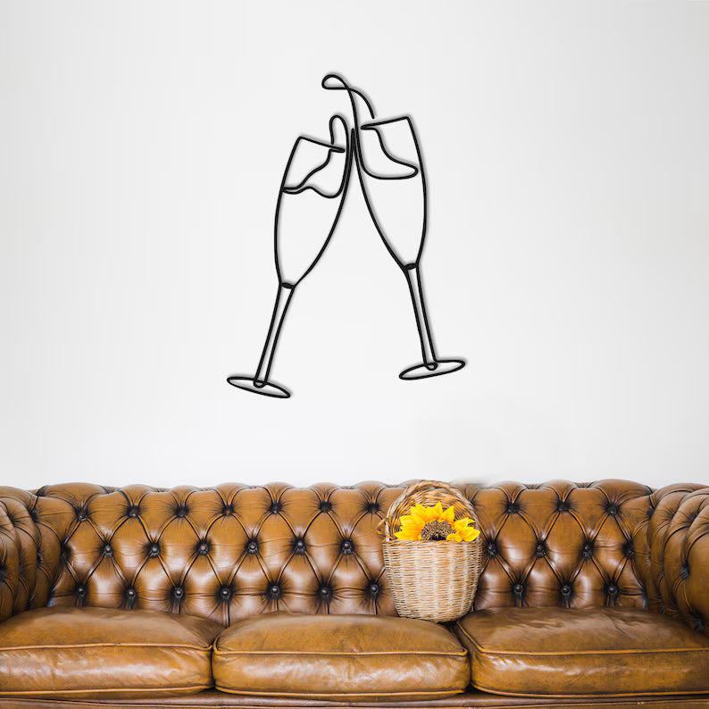 Champagne Glass Wooden Wall Art