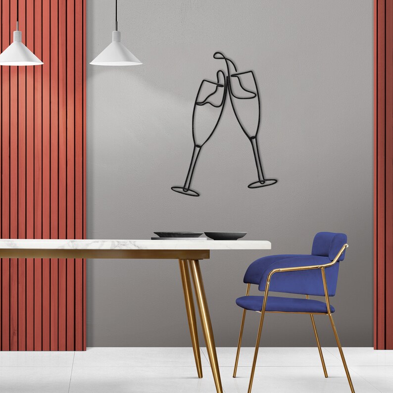 Champagne Glass Wooden Wall Art