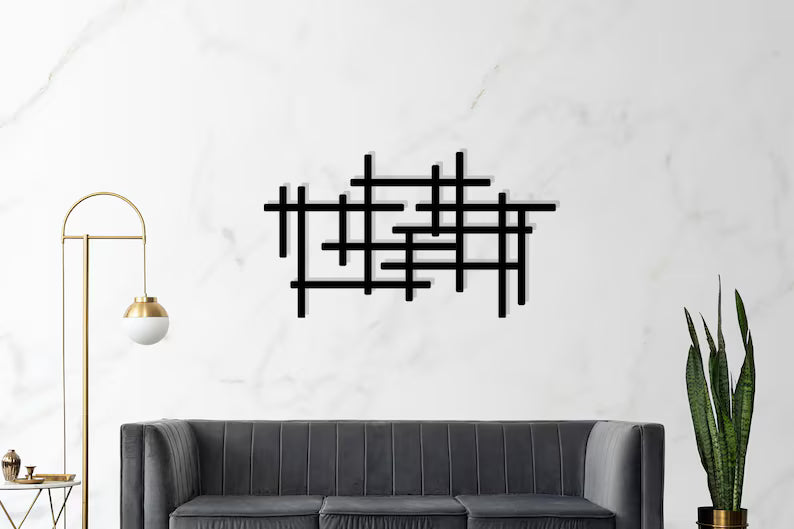 Contemporary Black Lines Wooden wall Decor