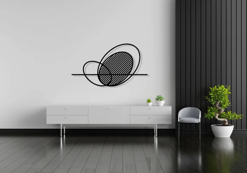 Modern oval-shaped Minimalist Geometric Wooden Wall Art