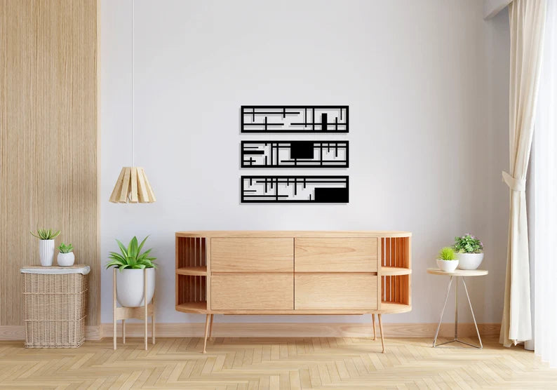 Modern Rectangular Geometric Wooden Wall Decore
