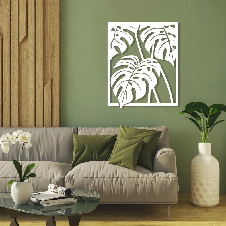 Monstera Leaves Wooden Wall Art