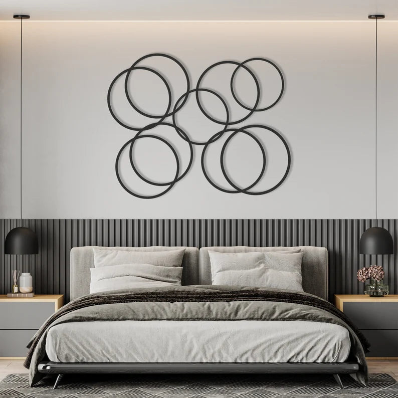 Geometric Wooden Wall Art for Above Bed Decor