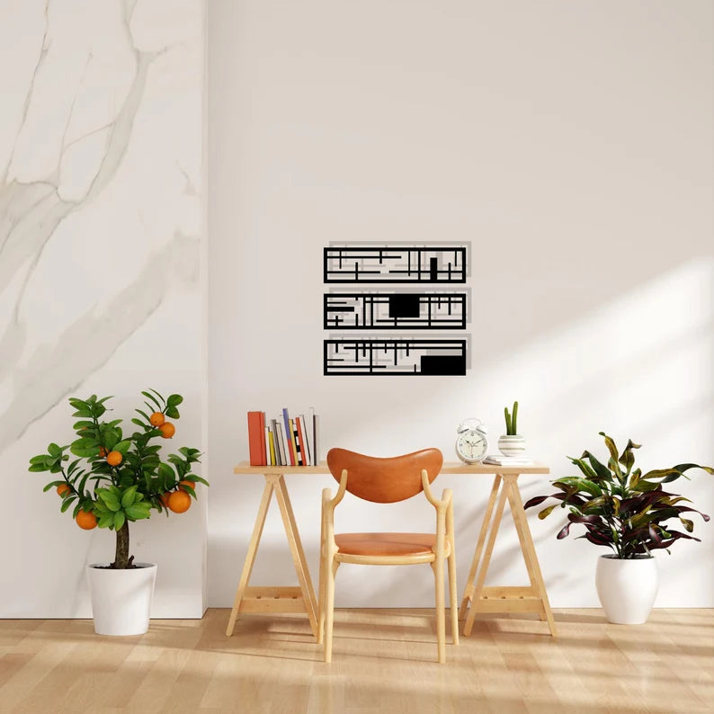 Modern Rectangular Geometric Wooden Wall Decore