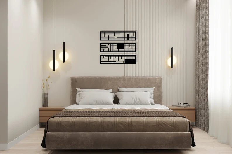 Modern Rectangular Geometric Wooden Wall Decore