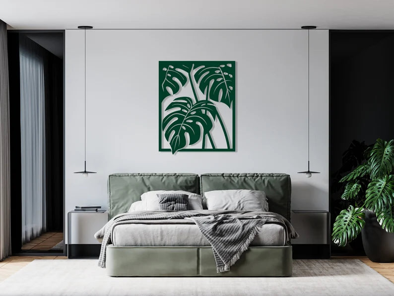 Monstera Leaves Wooden Wall Art