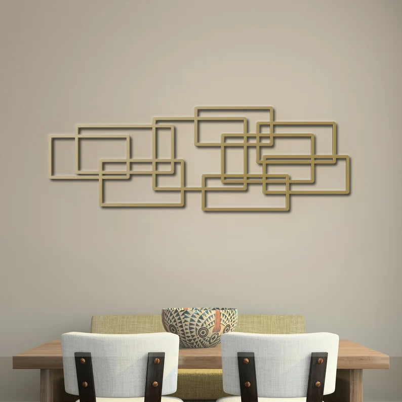 Mid Century Wood Geometric Decor Art