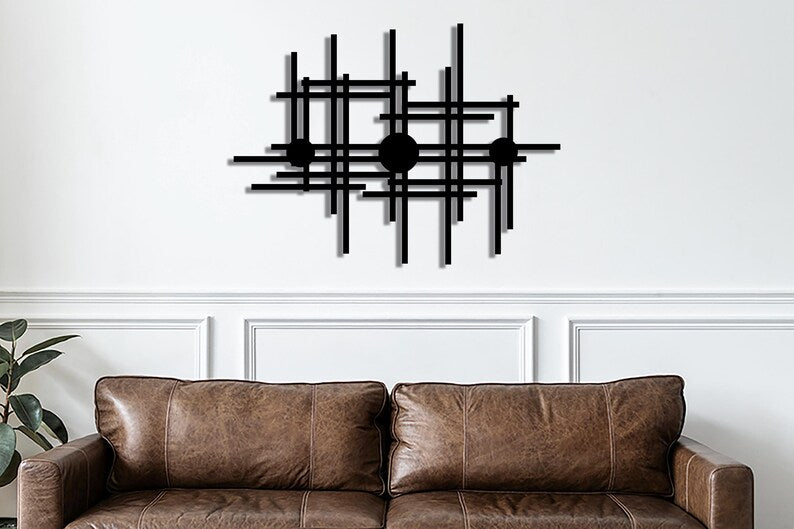 Black Stick Geometric Wooden Wall Art