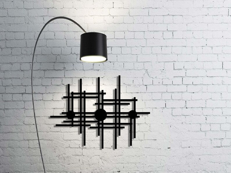 Black Stick Geometric Wooden Wall Art