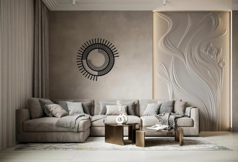 Modern Minimalist Black Ring shape Wood Wall Art Decor