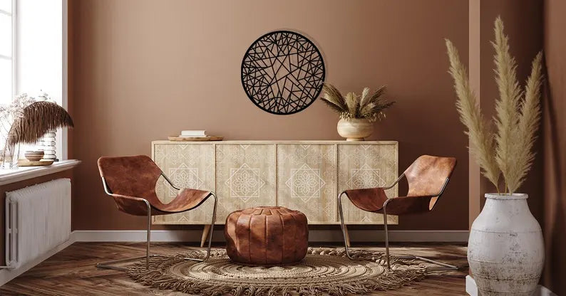 Modern Stars Circular Wooden Wall Art