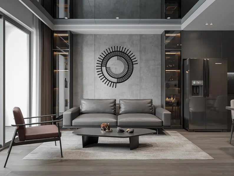 Modern Minimalist Black Ring shape Wood Wall Art Decor