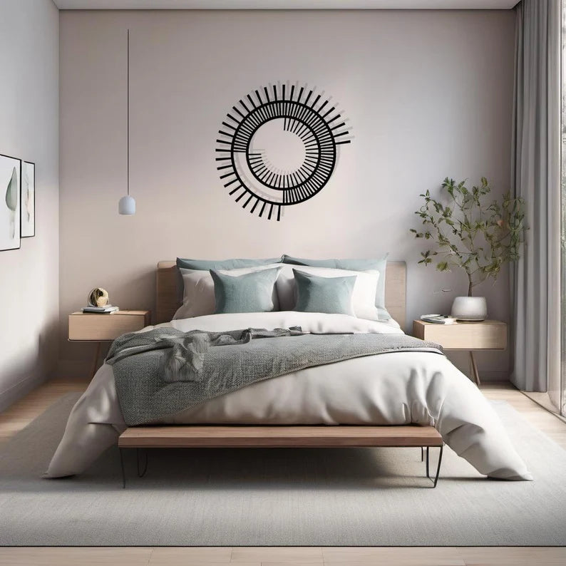 Modern Minimalist Black Ring shape Wood Wall Art Decor