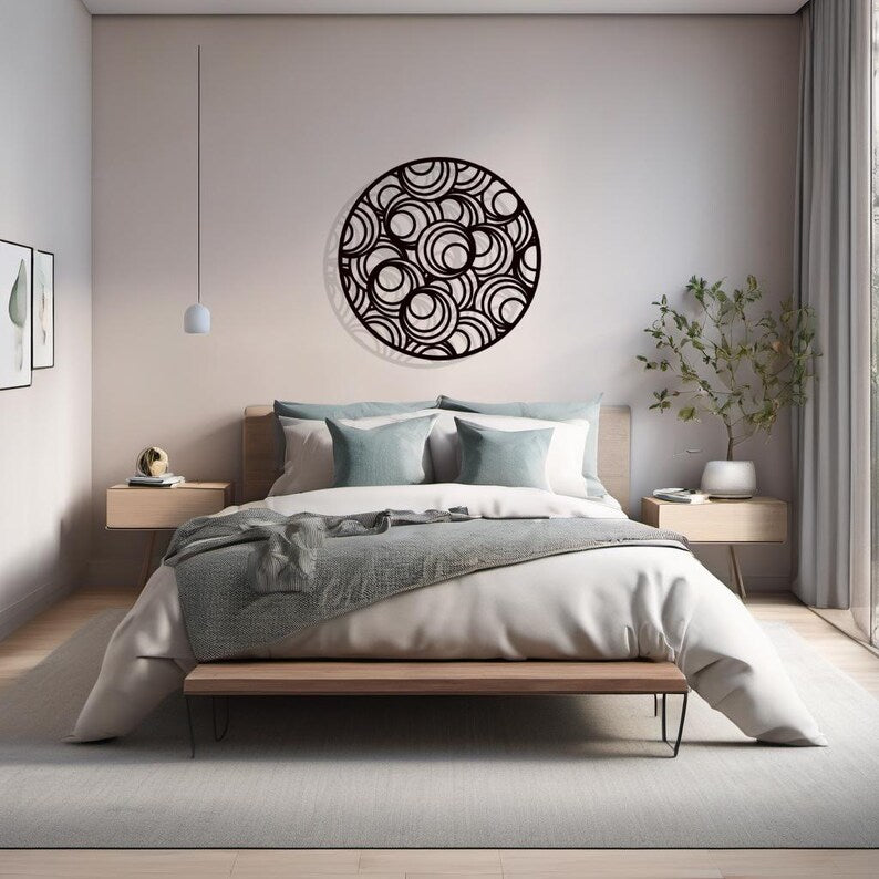 Modern Circular Wooden Wall Art for Bedroom Decor